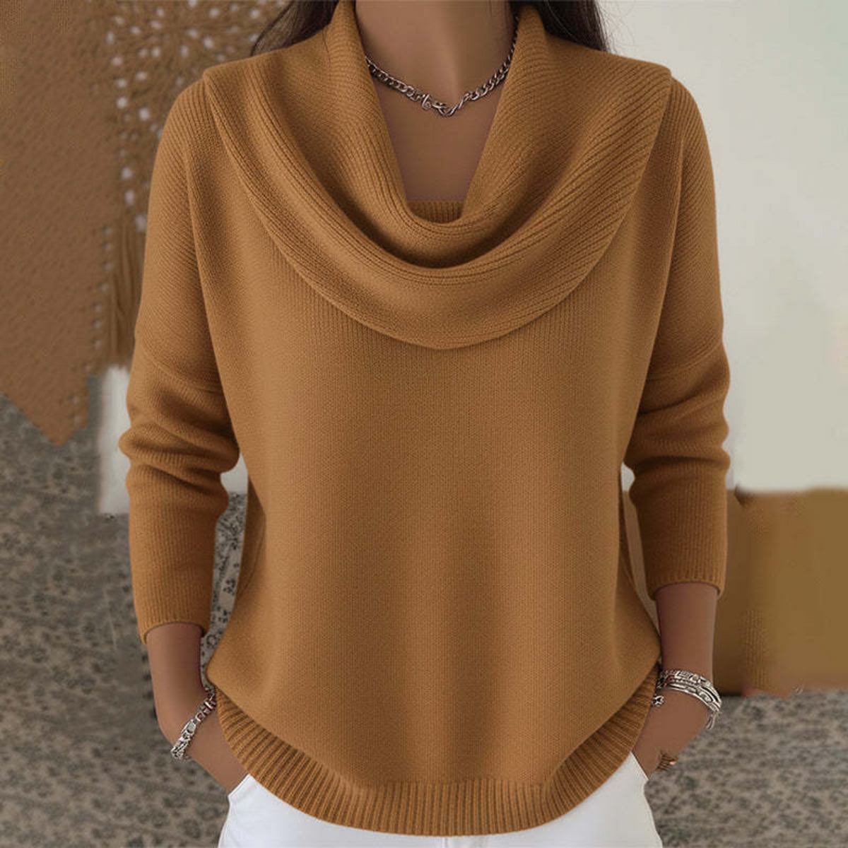 Celeste | Draped Cowl-Neck Sweater