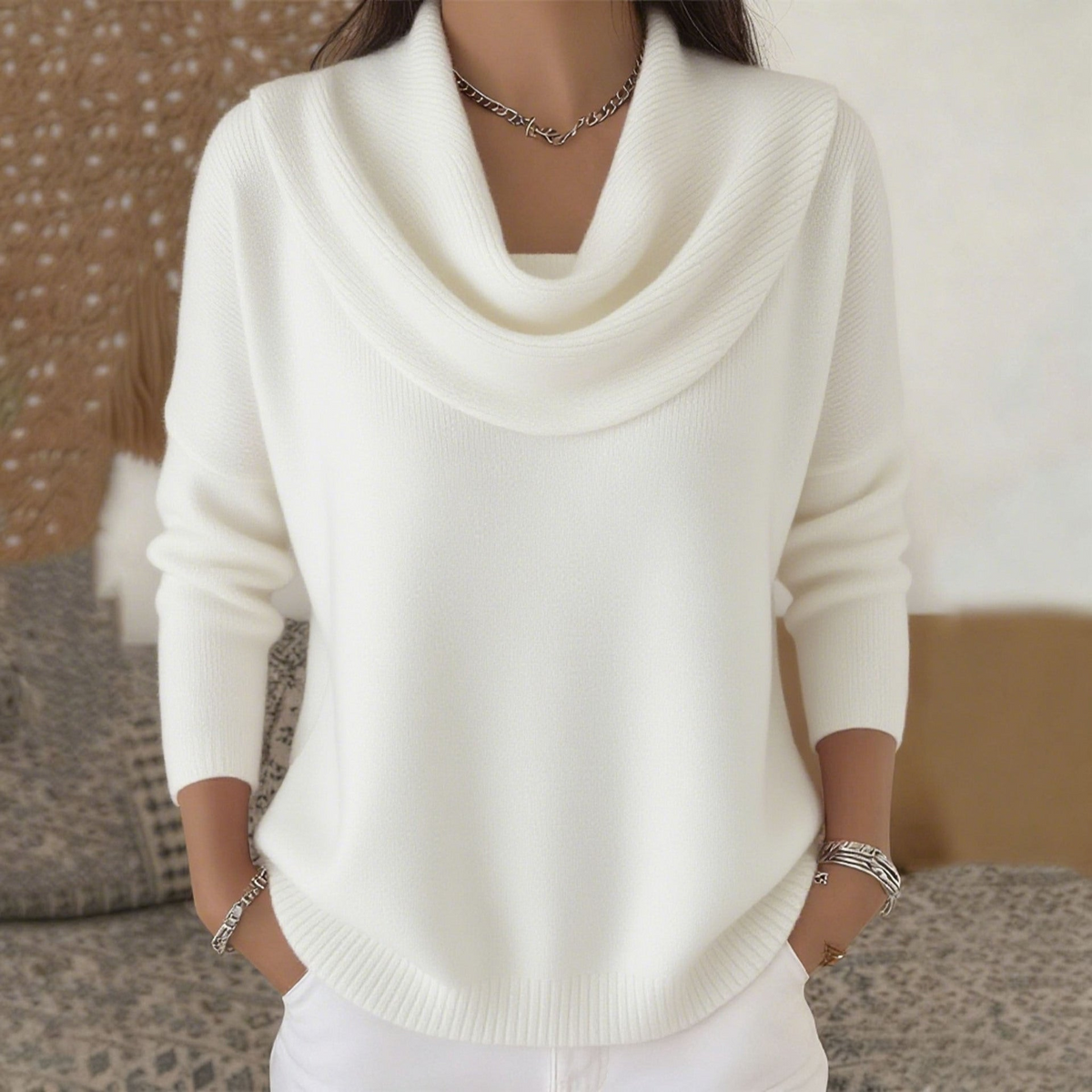 Celeste | Draped Cowl-Neck Sweater