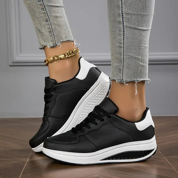 Brelina - Women's Platform Sneakers with Laces in Synthetic Leather for Daily Comfort