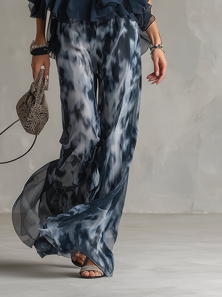 Elise | Elegant and lightweight suit with fluid top and wide pants