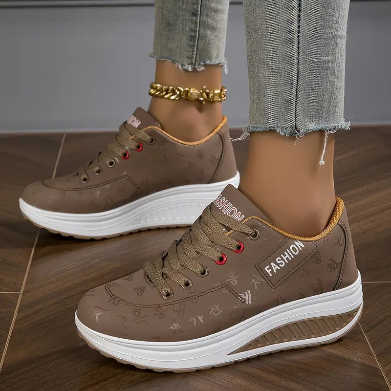 Brelina - Women's Platform Sneakers with Laces in Synthetic Leather for Daily Comfort