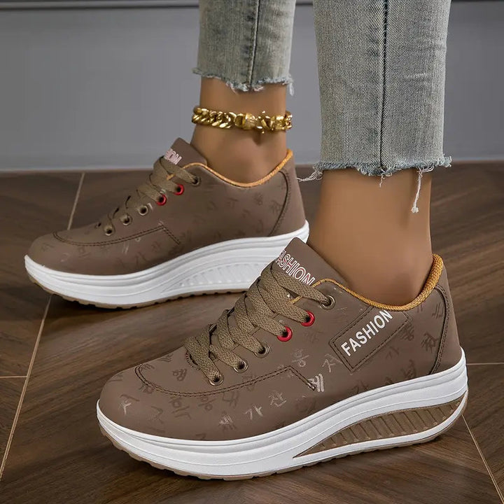 Brelina - Women's Platform Sneakers with Laces in Synthetic Leather for Daily Comfort