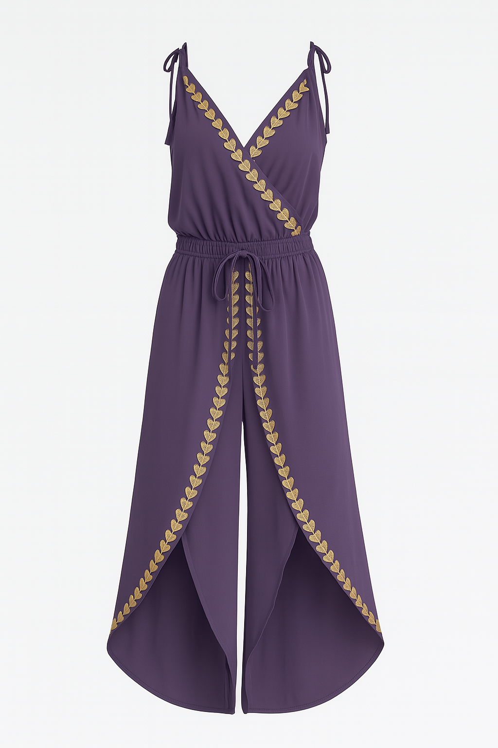 Donatila | Unique Jumpsuit with Golden Details and Open Leg
