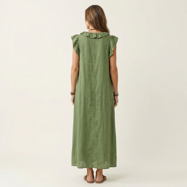Maude | Long dress with V-neck and ruffles