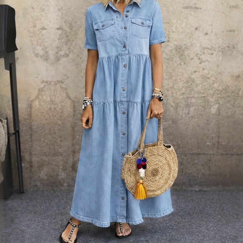 Elizabeth | Denim-Look Midi Dress