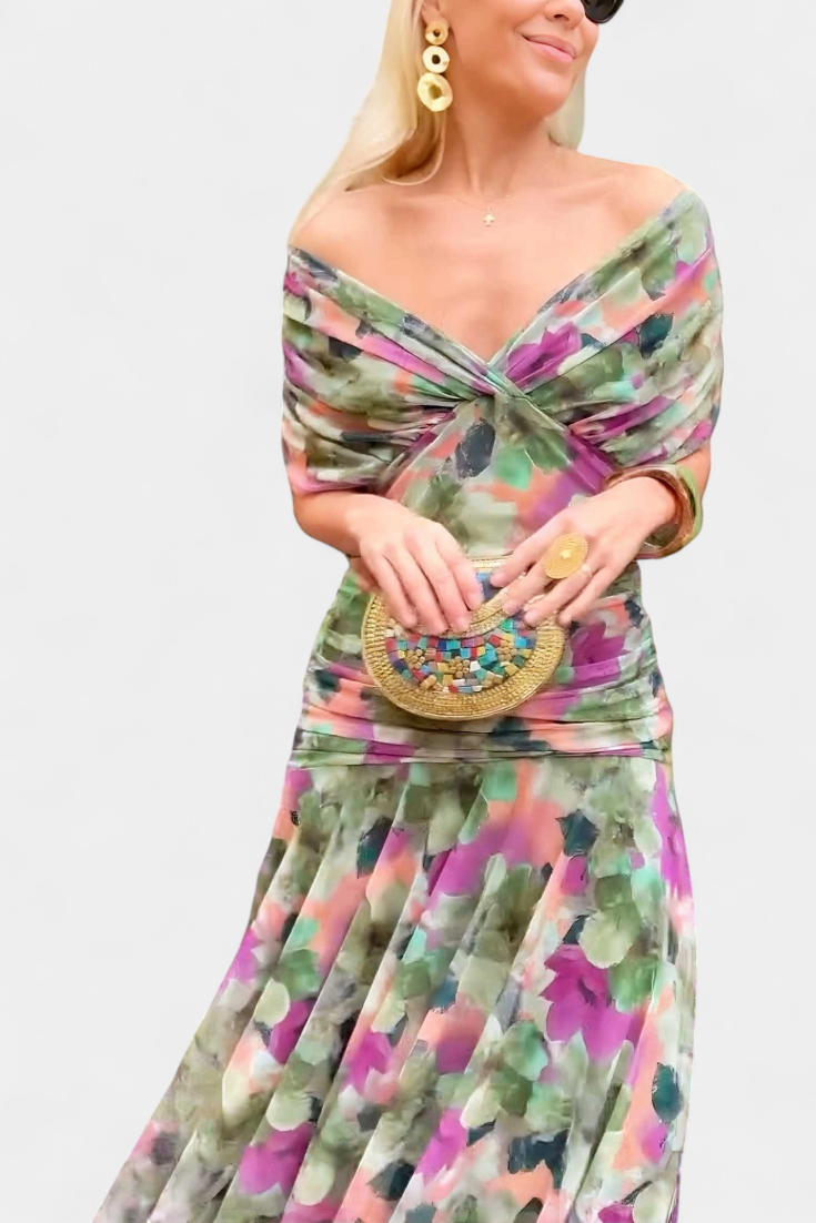 LIVIA - Women’s Floral V-Neck Maxi Dress