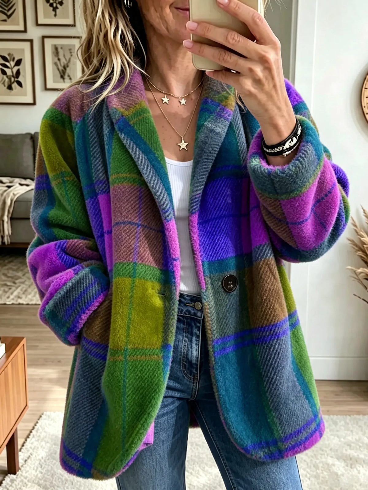 Arka Multicolour Check Coat