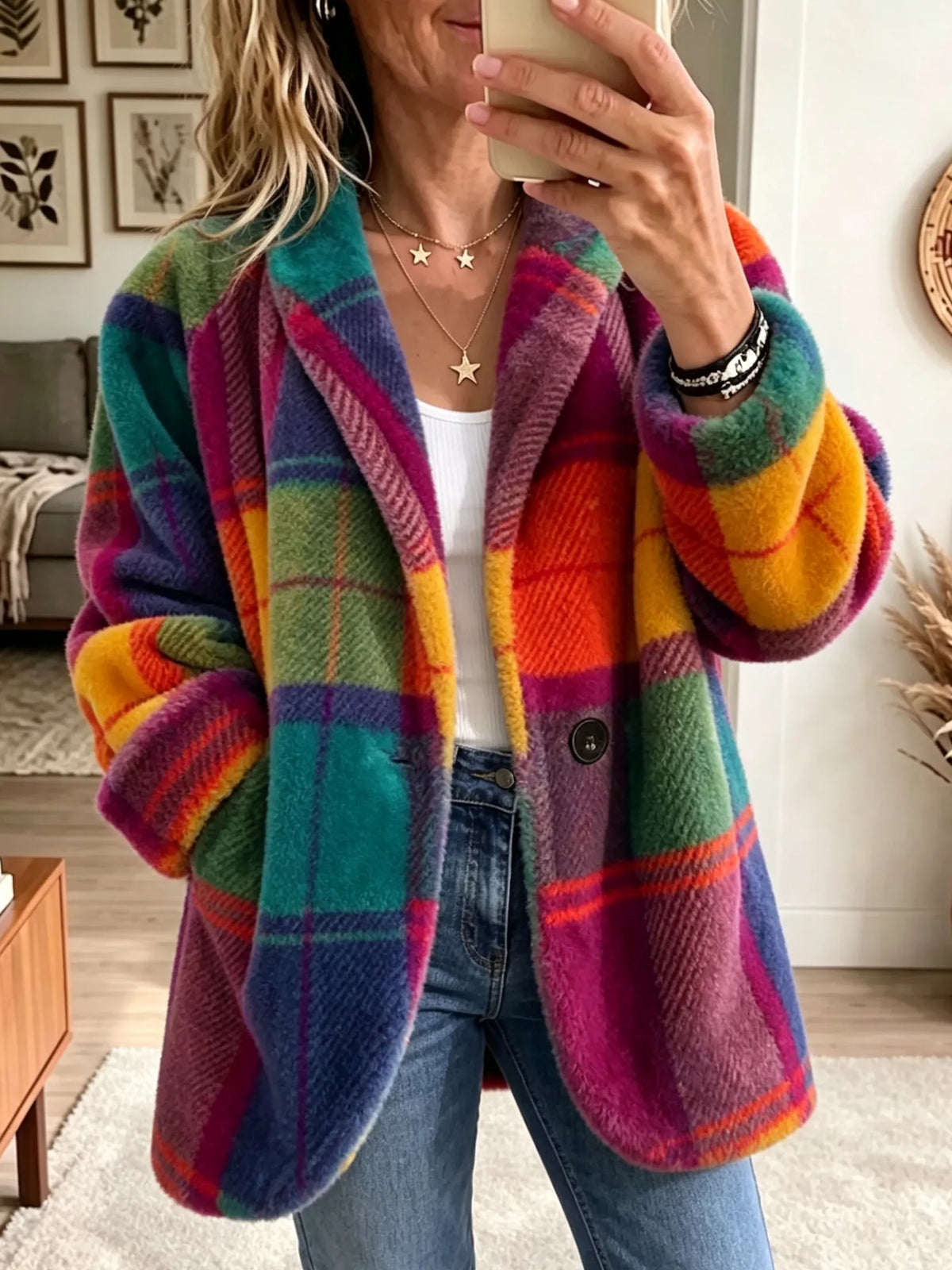 Arka Multicolour Check Coat