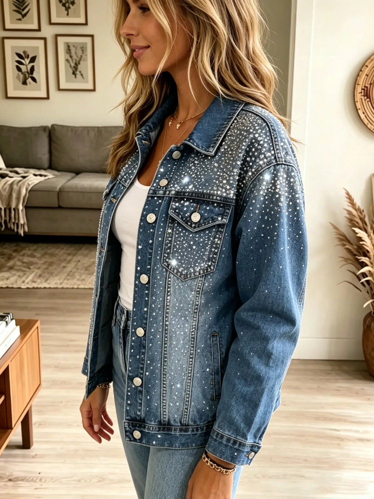 Ruby | Rhinestone Denim Jacket