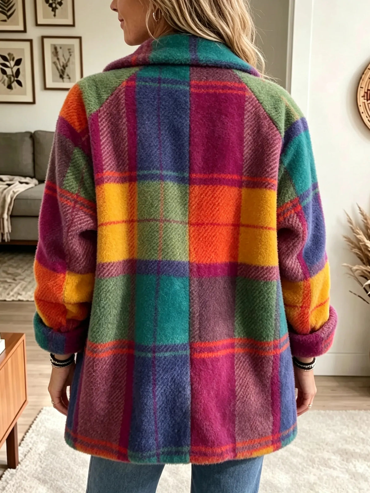 Arka Multicolour Check Coat