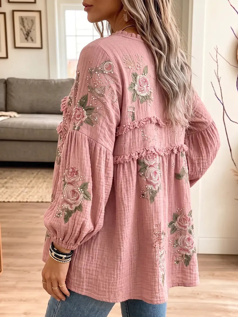Corinne | Crinkle Ruffle Blouse
