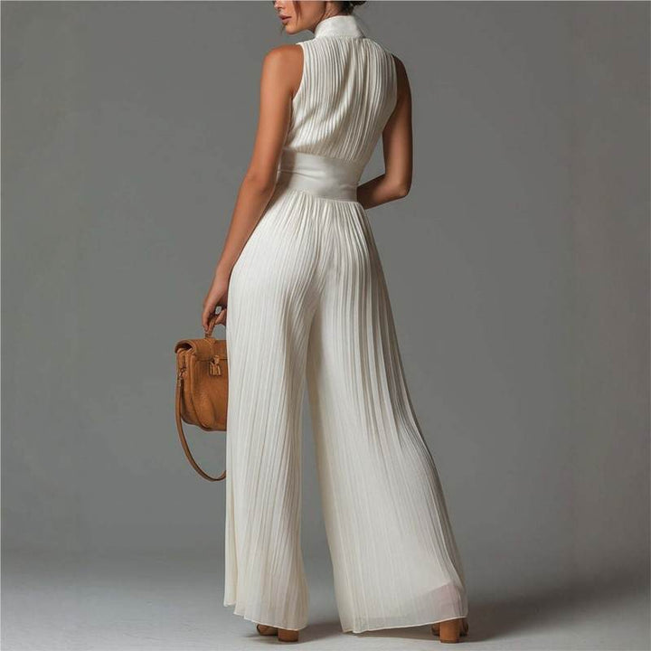 V-NECK JUMPSUIT WITH DEFINED WAIST